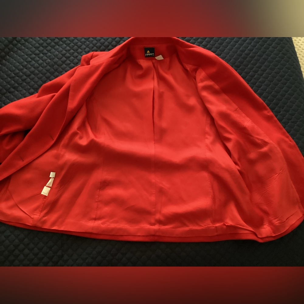 Vintage LizSport Wool Red Blazer 14 Petite - Picture 9 of 16